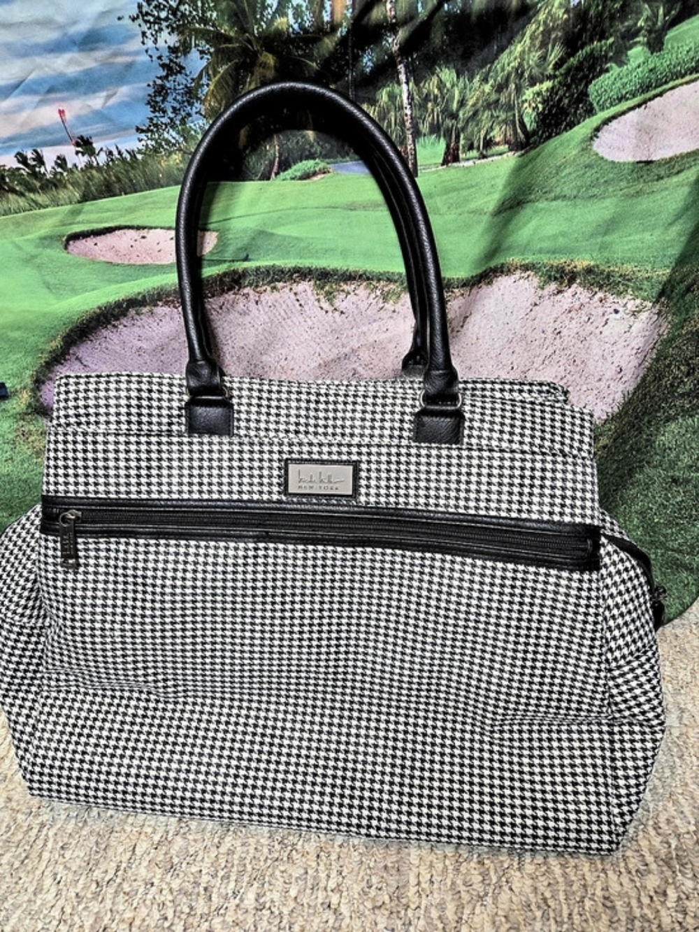Nicole Lee Houndstooth Tote Bag in Black & White